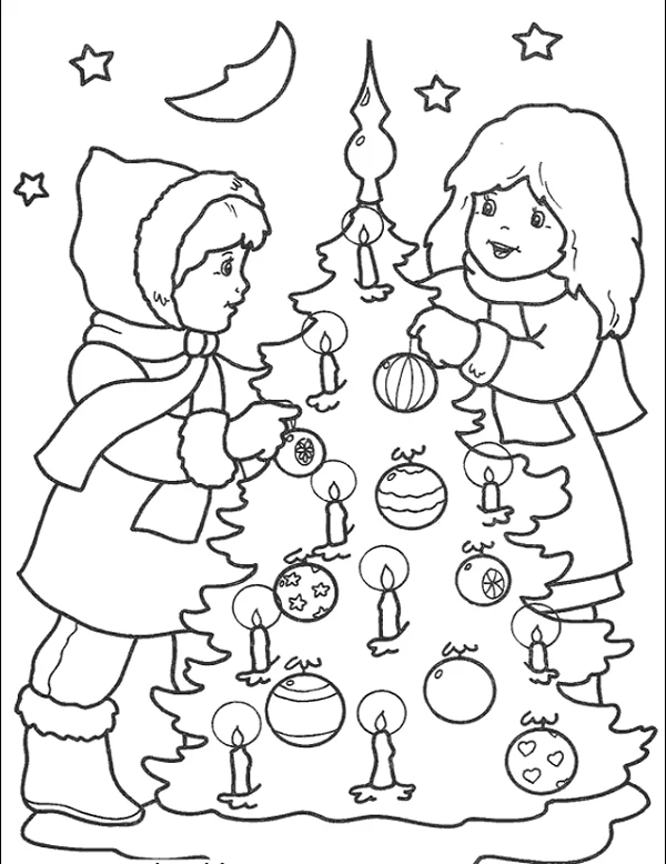 Tô màu cây thông Noel cho bé