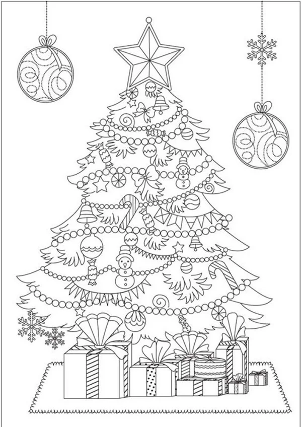 Hình cây thông Noel tô màu
