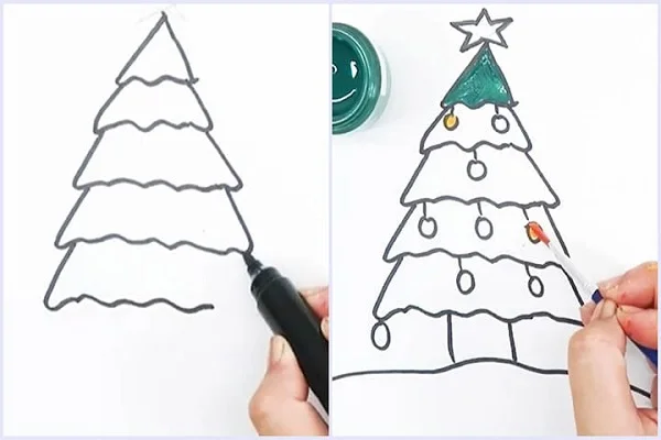 Tranh tô màu cây thông Noel