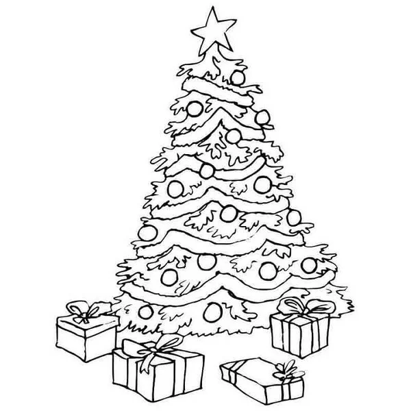 Hình cây thông Noel tô màu