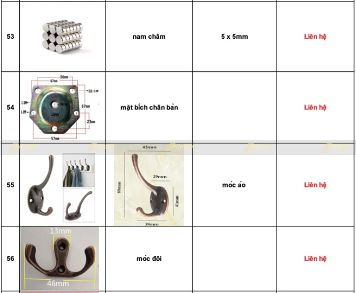 Bảng báo giá phụ kiện dành cho hộp đựng sản phẩm cao cấp của Printgo