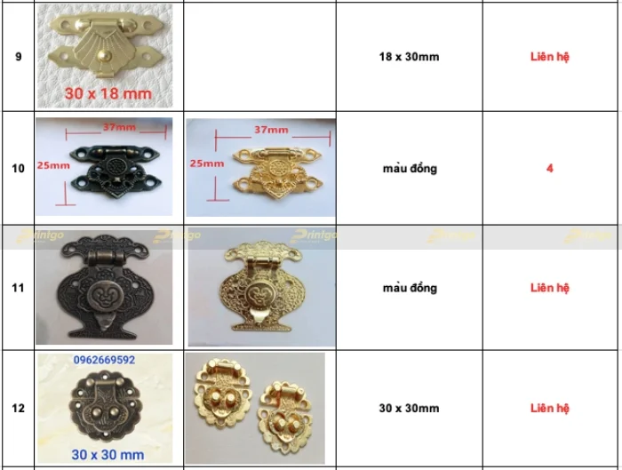 Bảng báo giá phụ kiện dành cho hộp đựng sản phẩm cao cấp của Printgo