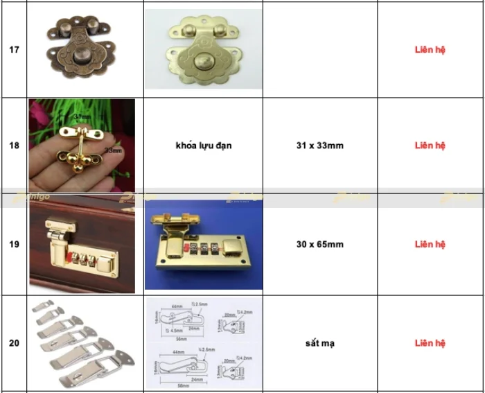 Bảng báo giá phụ kiện dành cho hộp đựng sản phẩm cao cấp của Printgo