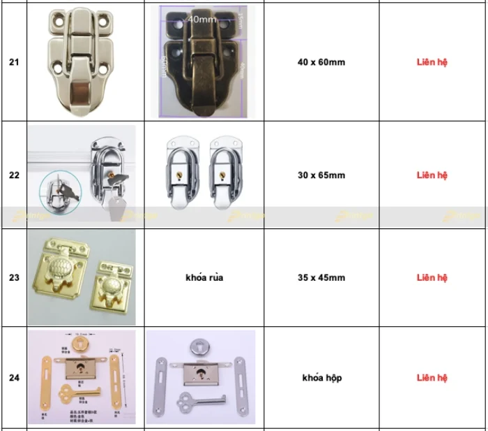 Bảng báo giá phụ kiện dành cho hộp đựng sản phẩm cao cấp của Printgo