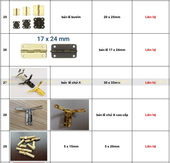 Bảng báo giá phụ kiện dành cho hộp đựng sản phẩm cao cấp của Printgo
