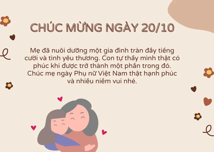 Lời chúc ý nghĩa cho mẹ nhân dịp 20-10