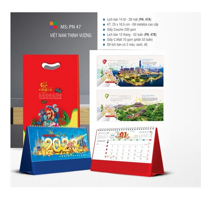 Lịch để bàn Việt Nam thịnh vượng