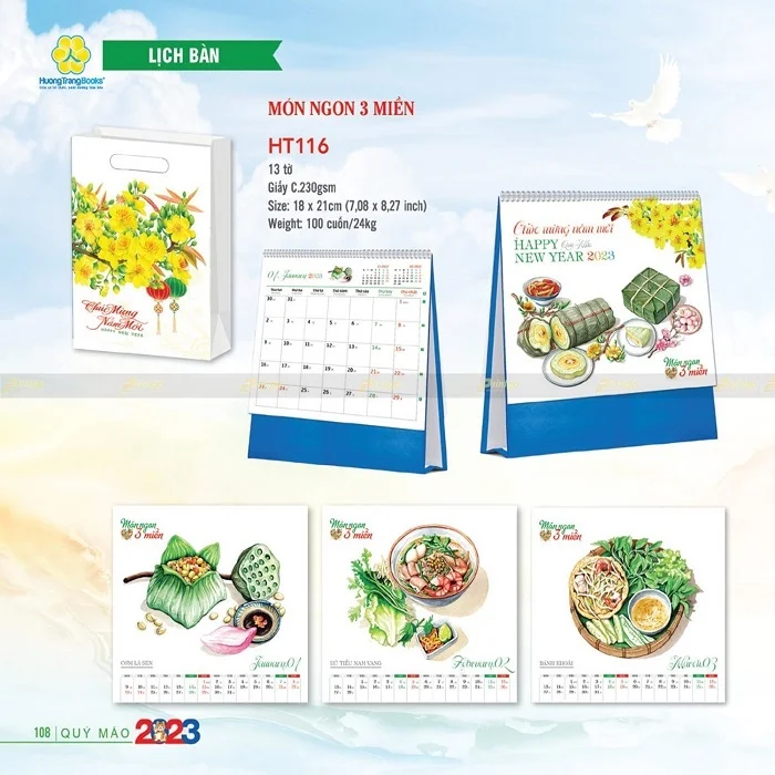 Lịch để bàn Món ngon 3 miền