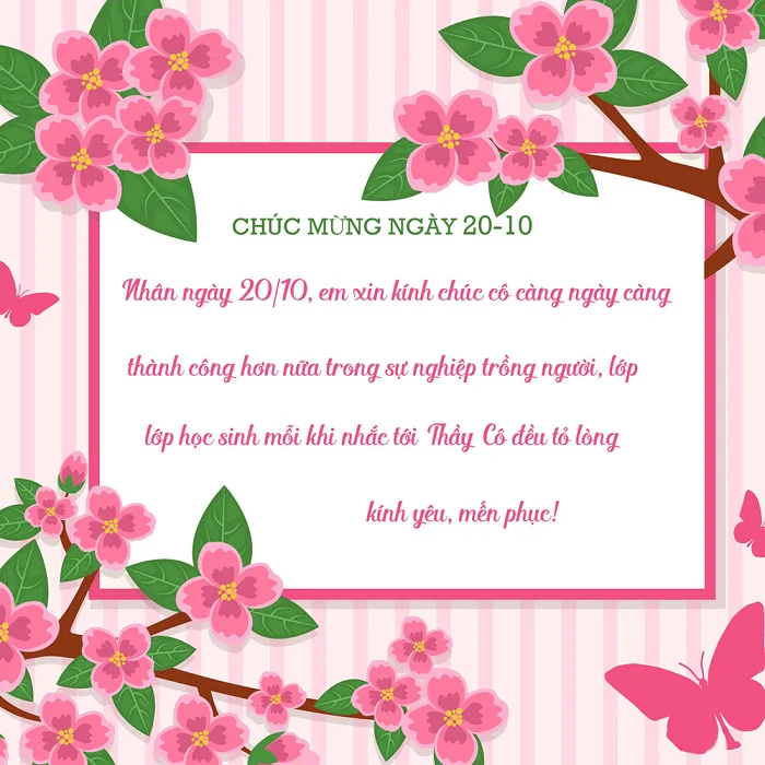  7+ lời chúc 20/10 cho cô giáo hay nhất, ý nghĩa nhất