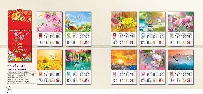 Lịch bloc 52 tuần chủ đề Cuộc sống tươi đẹp
