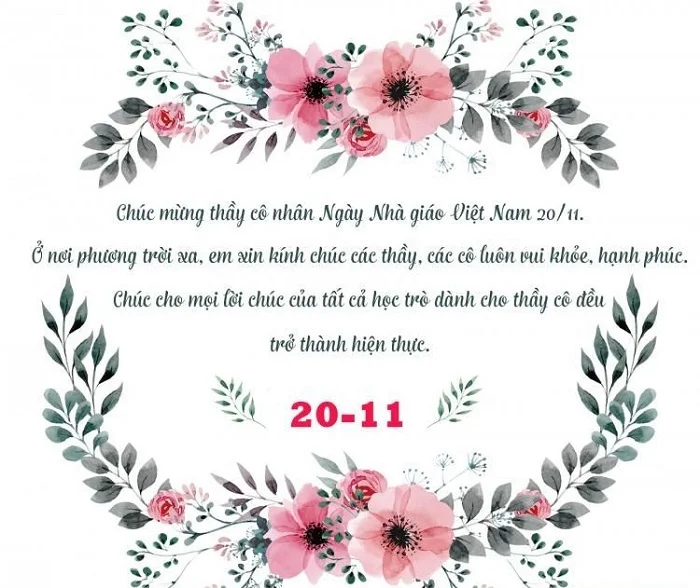 Gửi những lời chúc tốt đẹp tới giáo viên nhân dịp 20 tháng 11