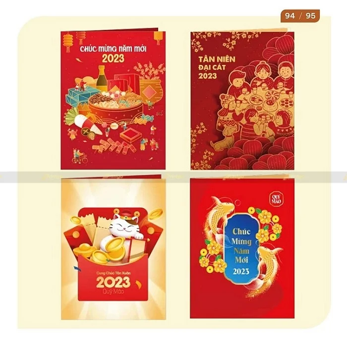 Thiệp chúc mừng năm mới mang không khí ấm áp sum họp