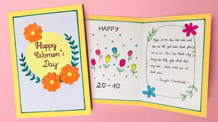 Mẫu thiệp đơn giản cho ngày 20-10