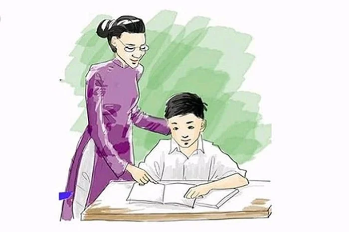 Vẽ tranh cô giáo đang ân cần giảng bài cho học sinh