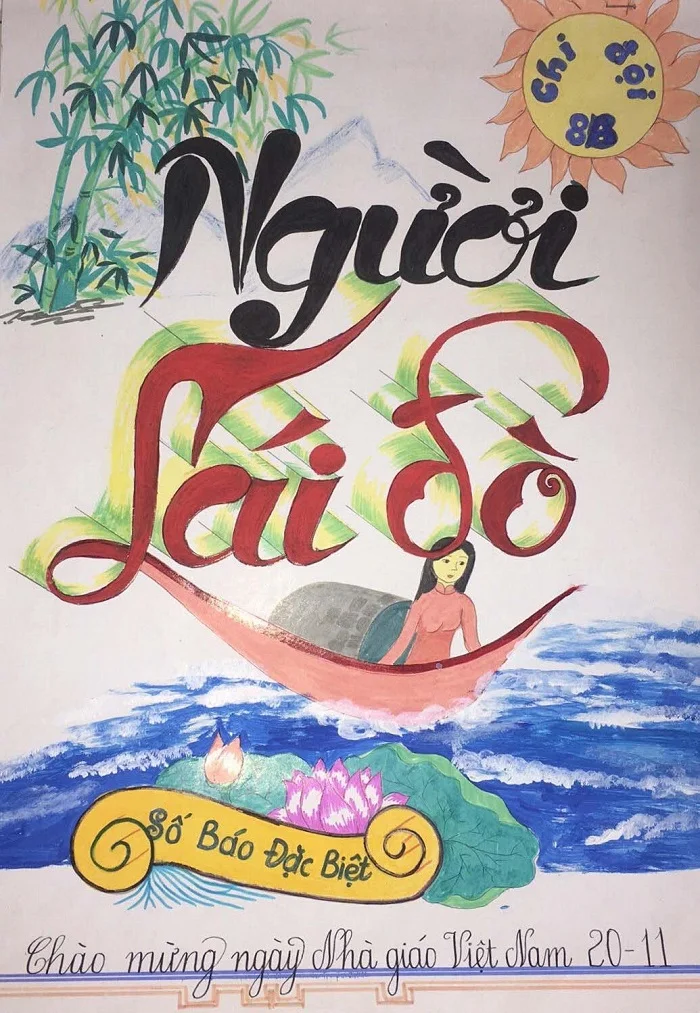 Tham khảo cách vẽ báo tường về chủ đề " Người lái đò"