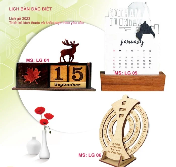 Lịch gỗ có kiểu dáng độc lạ