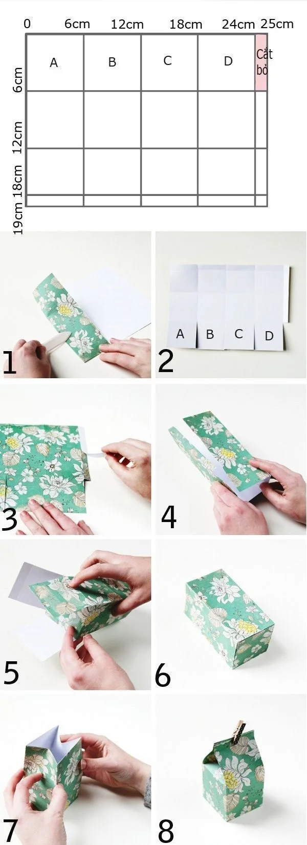 Hướng dẫn chi tiết các bước làm hộp sữa từ giấy