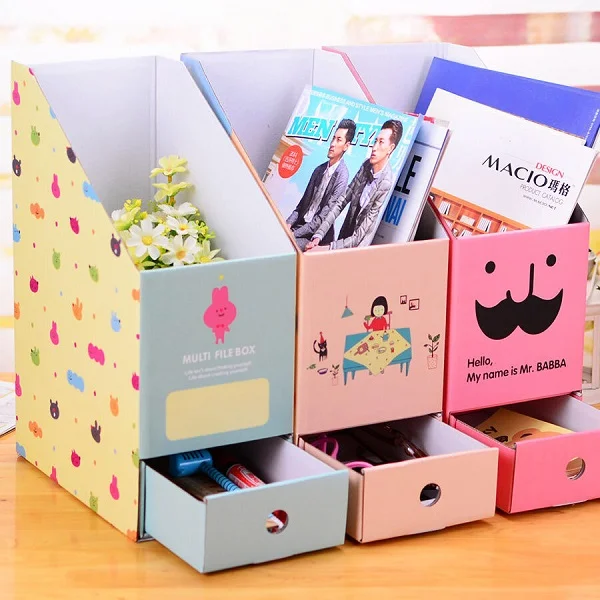 Hộp giấy đựng bút với họa tiết bắt mắt, trang trí cho góc học tập