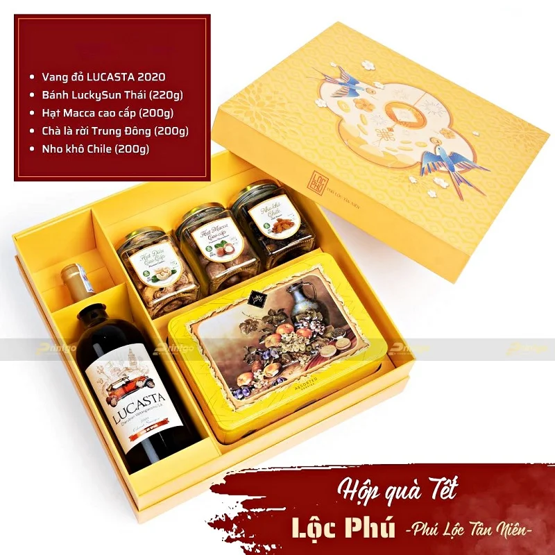 Set quà bên trong hộp Lộc Phú
