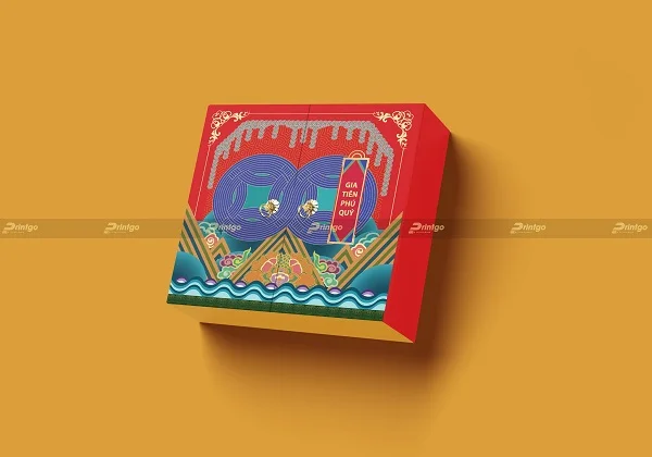 Hộp đựng bánh kẹo Tết "Gia tiên phú quý"