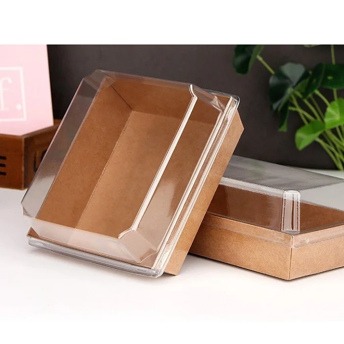 Hộp giấy đựng bánh bông lan dạng hình vuông có nắp đậy