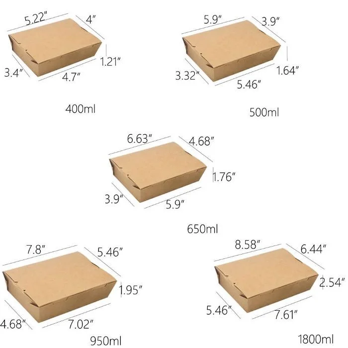 Tham khảo các kích cỡ hộp giấy đựng bánh kraft