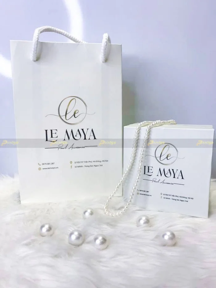 Túi giấy trắng thương hiệu trang sức Le Maya