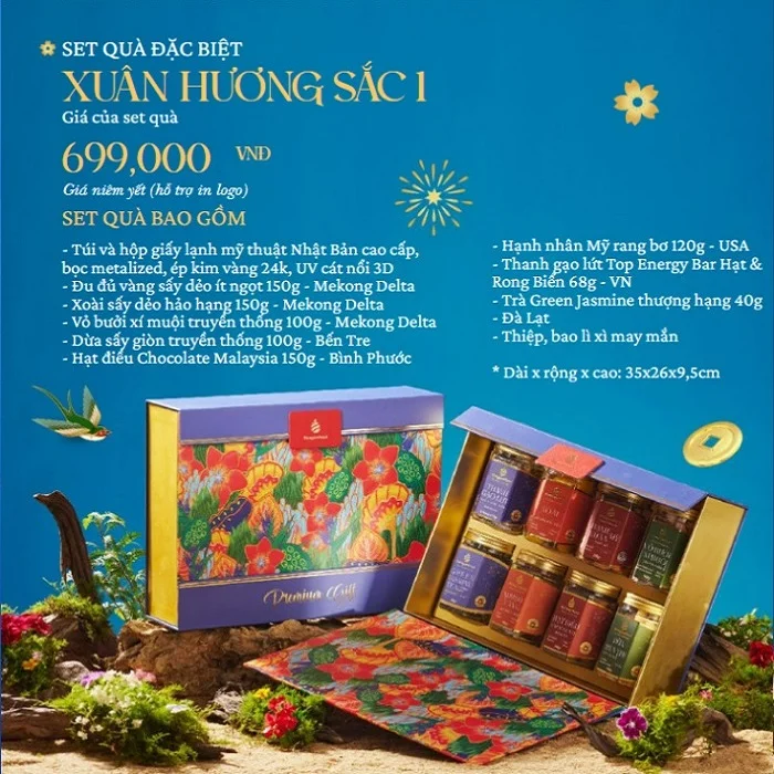 Set quà tết Nông Lâm Food - Xuân Hương Sắc 1 Set quà tết Nông Lâm Food - Xuân Hương Sắc 1