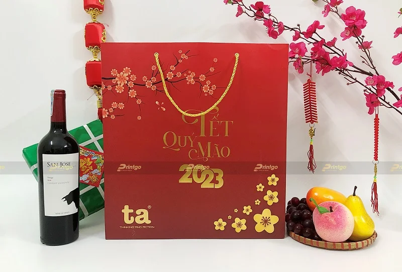 Túi giấy đi kèm với hộp quà tết TA