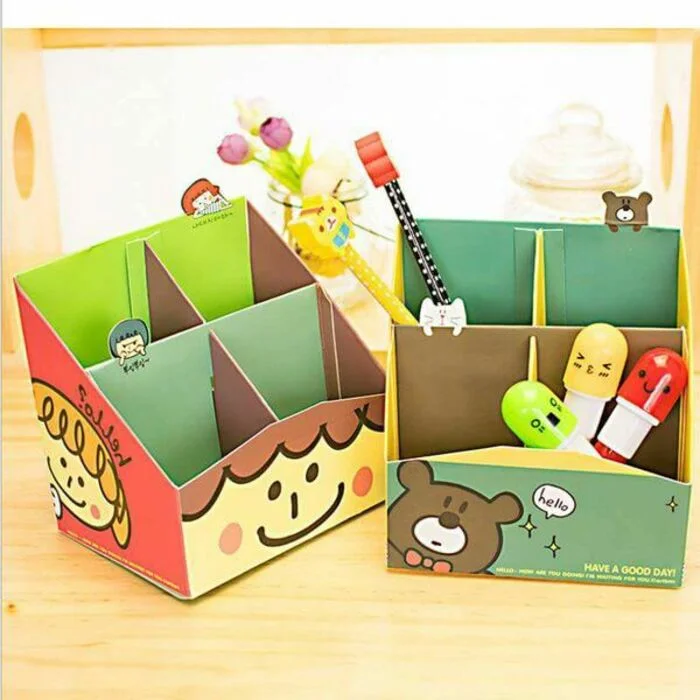 Hộp đựng bút làm bằng bìa carton xinh xắn