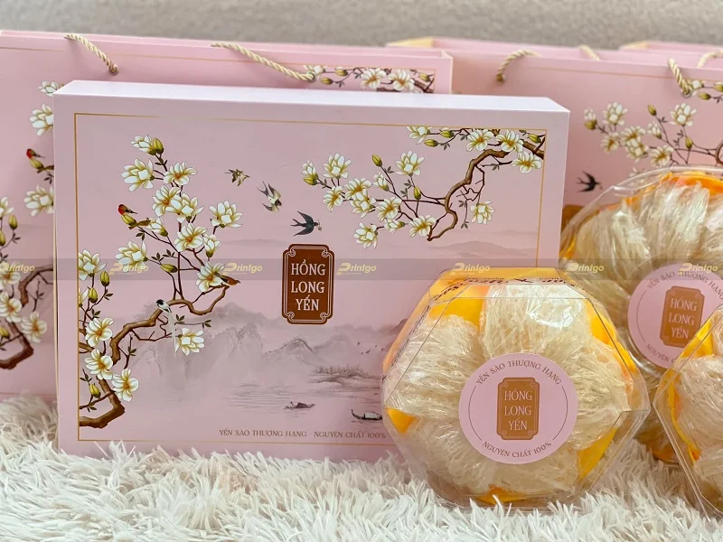 Thiết kế nhã nhặn và sang trọng của hộp yến sào Hồng Long Yến