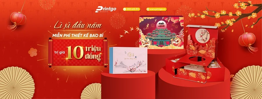 Khai xuân lì xì đầu năm - Miễn phí gói thiết kế bao bì cho đơn hàng in ấn tại Printgo