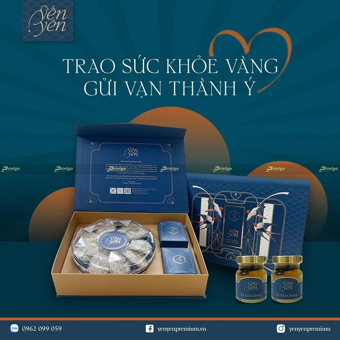 Màu sắc chủ đạo của hộp là màu xanh dương đậm.