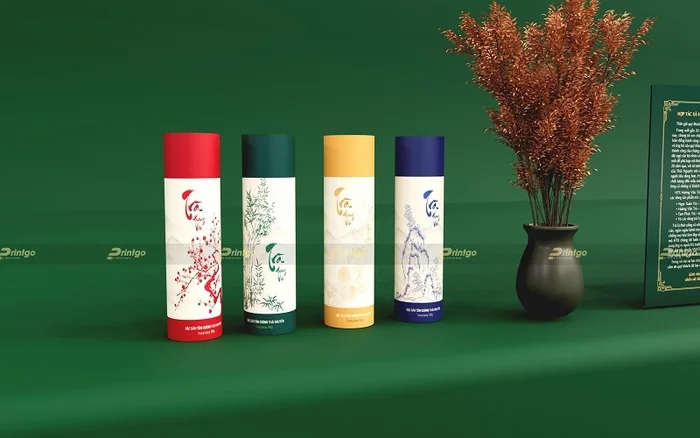 Hộp trụ tròn đựng trà được thực hiện bởi Printgo