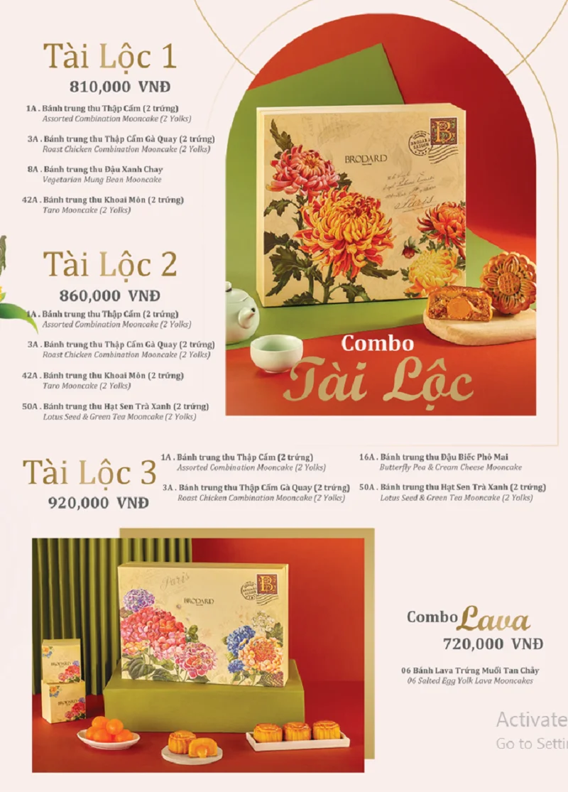 Giá combo các loại bánh trung thu Brodard 