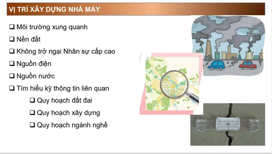 Xác định vị trí xây dựng nhà máy.