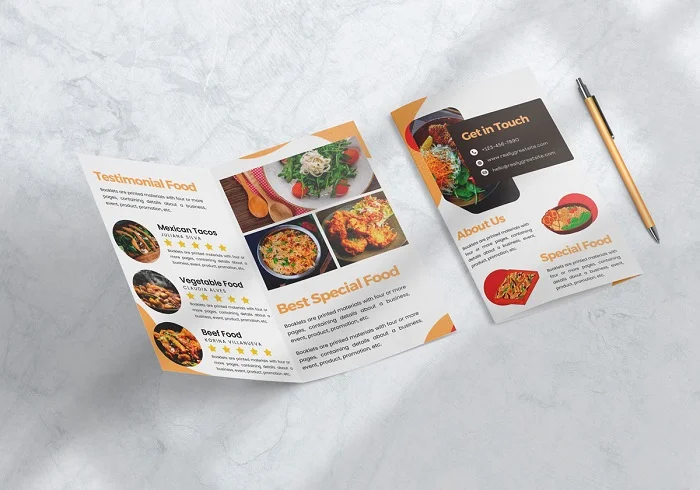 Mẫu brochure thiết kế tinh tế cho nhà hàng.