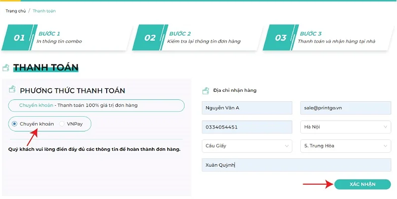 Hướng dẫn sử dụng tính năng đặt in combo Name Card online trên Website của Printgo