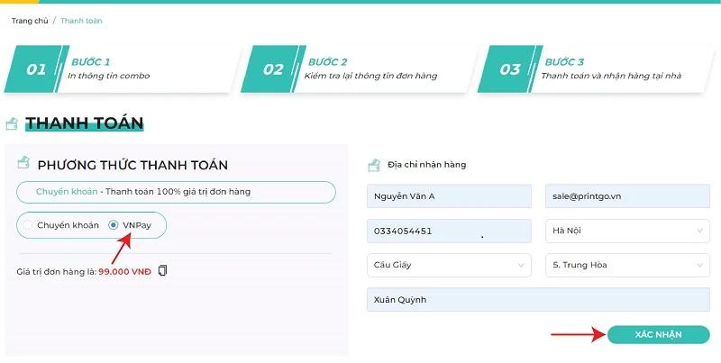 Hướng dẫn sử dụng tính năng đặt in combo Name Card online trên Website của Printgo