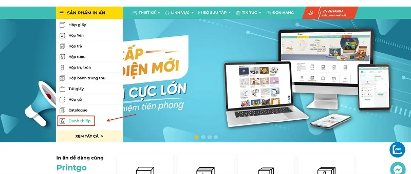 Hướng dẫn sử dụng tính năng đặt in combo Name Card online trên Website của Printgo