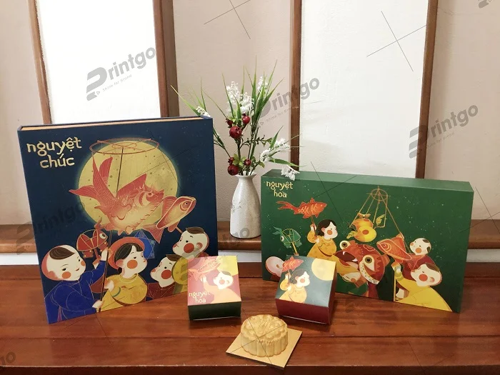 Hộp bánh trung thu đầy màu sắc