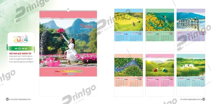Lịch treo tường hiện đại, trang trọng