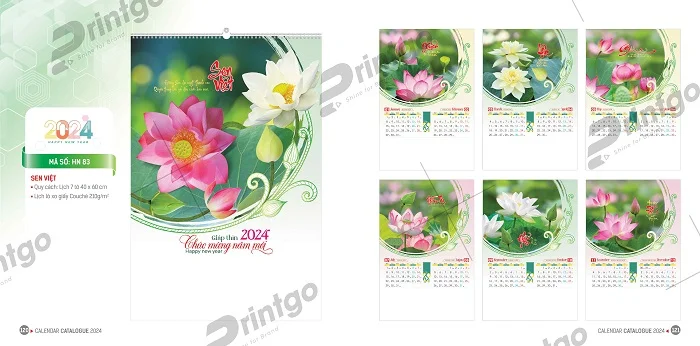 Lịch treo tường hiện đại, trang trọng