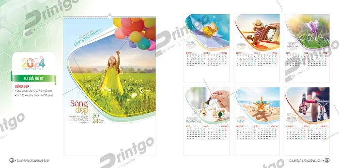Lịch treo tường hiện đại, trang trọng