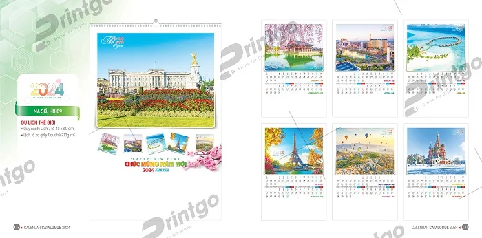 Lịch treo tường hiện đại, trang trọng