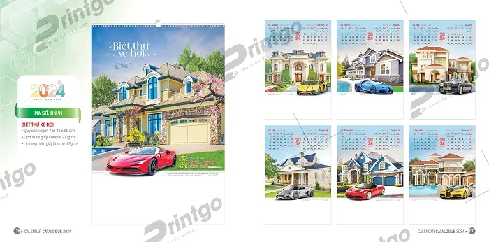Lịch treo tường hiện đại, trang trọng