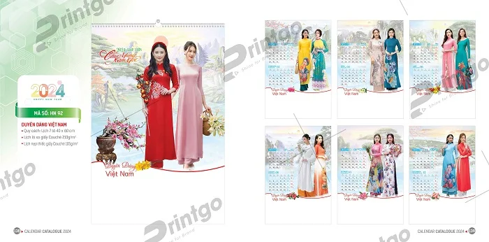 Lịch treo tường hiện đại, trang trọng