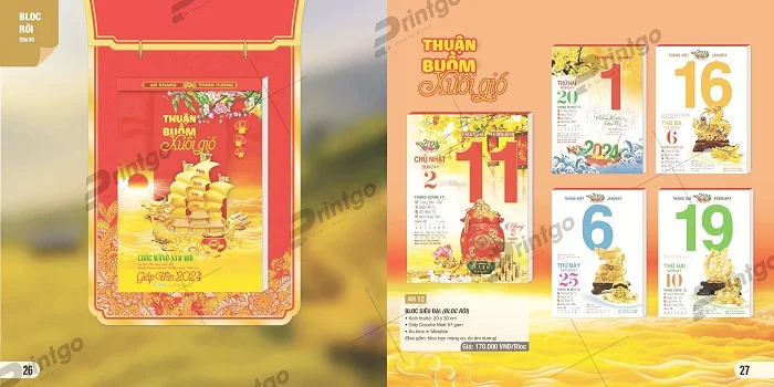 Mẫu lịch bloc An Hảo 2024