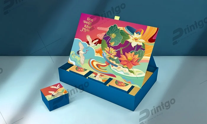Hộp bánh trung thu nắp trượt Liên Đăng Khai Phúc