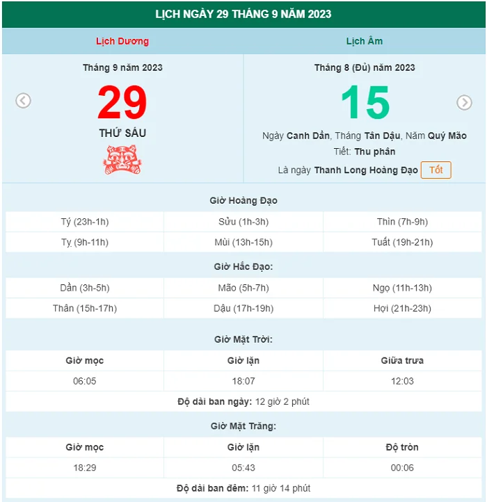 Lịch tết trung thu 2023